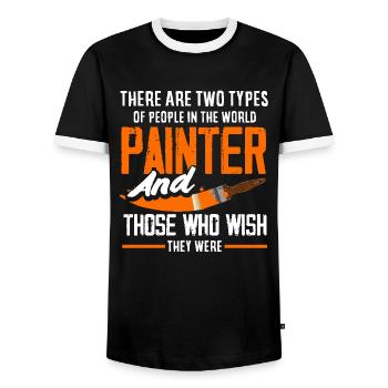 Painters and those who want to be painters - Men's Ringer Shirt - black/white - Front - AI Model Female 172 light (172cm) & AI Model Male 178 light (178cm)