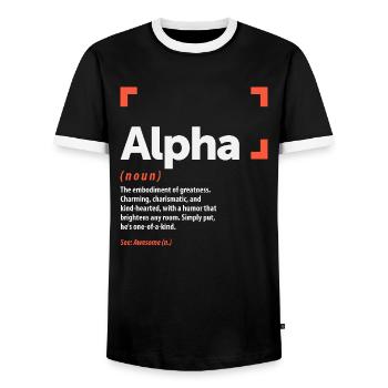 Alpha Definition Personalized Name Alpha - Men's Ringer Shirt - black/white - Front - AI Model Female 172 light (172cm) & AI Model Male 178 light (178cm)