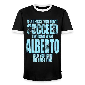 Nom Alberto - T-shirt contrasté Homme - noir/blanc - Devant - AI Model Female 172 light (172cm) & AI Model Male 178 light (178cm)