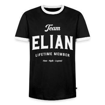 Équipe Elian Membre à vie Drôle de prénom Elian - T-shirt contrasté Homme - noir/blanc - Devant - AI Model Female 172 light (172cm) & AI Model Male 178 light (178cm)