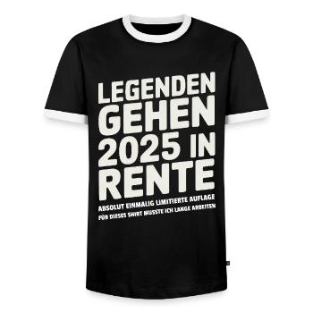 Les légendes prendront leur retraite en 2025 - T-shirt contrasté Homme - noir/blanc - Devant - AI Model Female 172 light (172cm) & AI Model Male 178 light (178cm)