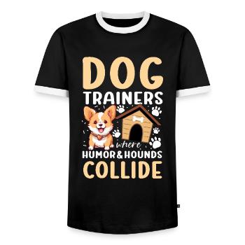 Dog Trainers Where Humor And Hounds Collide - Männer Kontrast-T-Shirt - Schwarz/Weiß - Vorne - AI Model Female 172 light (172cm) & AI Model Male 178 light (178cm)