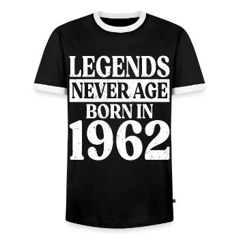 Legends Never Get Old Birthday 1962 - Men's Ringer Shirt - black/white - Front - AI Model Female 172 light (172cm) & AI Model Male 178 light (178cm)