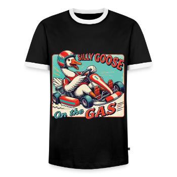 Aventure drôle et stupide de karting Go-Kart sur gaz - T-shirt contrasté Homme - noir/blanc - Devant - AI Model Female 172 light (172cm) & AI Model Male 178 light (178cm)