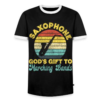 Saxophones Saxophones : le cadeau de Dieu - T-shirt contrasté Homme - noir/blanc - Devant - AI Model Female 172 light (172cm) & AI Model Male 178 light (178cm)