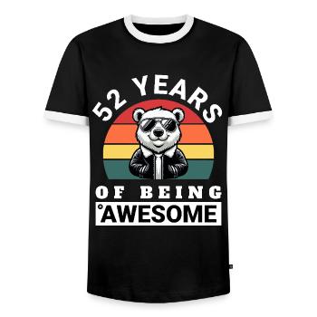 52 Years of Being Awesome Geburtstag Geschenkidee - Männer Kontrast-T-Shirt - Schwarz/Weiß - Vorne - AI Model Female 172 light (172cm) & AI Model Male 178 light (178cm)