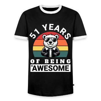 51 Years of Being Awesome Geburtstag Geschenkidee - Männer Kontrast-T-Shirt - Schwarz/Weiß - Vorne - AI Model Female 172 light (172cm) & AI Model Male 178 light (178cm)