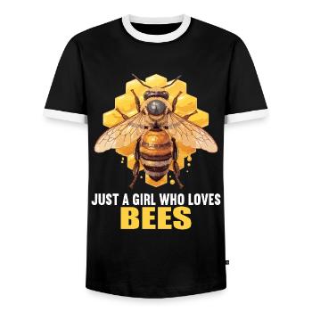 Bees Bee - Men's Ringer Shirt - black/white - Front - AI Model Female 172 light (172cm) & AI Model Male 178 light (178cm)
