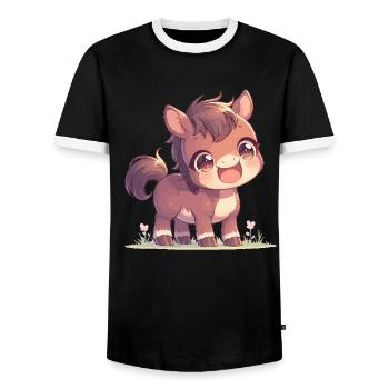 Pferde Pferd - Männer Kontrast-T-Shirt - Schwarz/Weiß - Vorne - AI Model Female 172 light (172cm) & AI Model Male 178 light (178cm)