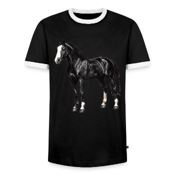 Pferde Pferd - Männer Kontrast-T-Shirt - Schwarz/Weiß - Vorne - AI Model Female 172 light (172cm) & AI Model Male 178 light (178cm)