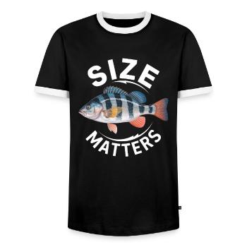 Size Matters - Männer Kontrast-T-Shirt - Schwarz/Weiß - Vorne - AI Model Female 172 light (172cm) & AI Model Male 178 light (178cm)