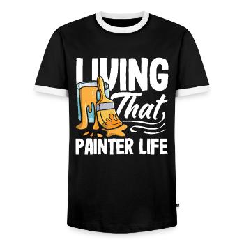Live the life of a painter with pride - Men's Ringer Shirt - black/white - Front - AI Model Female 172 light (172cm) & AI Model Male 178 light (178cm)