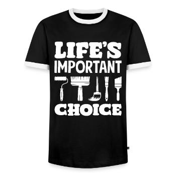 Vital Choice Painter Tools - Men's Ringer Shirt - black/white - Front - AI Model Female 172 light (172cm) & AI Model Male 178 light (178cm)
