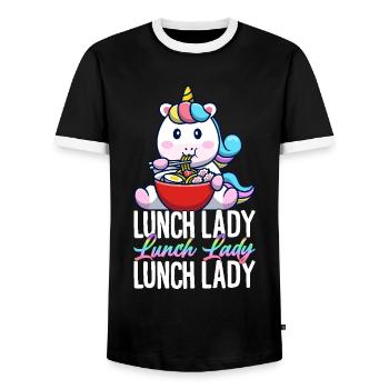 Lunch Lady Cafeteria Crew Design pour - T-shirt contrasté Homme - noir/blanc - Devant - AI Model Female 172 light (172cm) & AI Model Male 178 light (178cm)