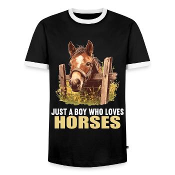Pferde Pferd - Männer Kontrast-T-Shirt - Schwarz/Weiß - Vorne - AI Model Female 172 light (172cm) & AI Model Male 178 light (178cm)