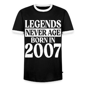 Legends Never Get Old Birthday 2007 - Men's Ringer Shirt - black/white - Front - AI Model Female 172 light (172cm) & AI Model Male 178 light (178cm)