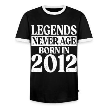 Legenden Werden Nie Alt Geburtstag 2012 - Männer Kontrast-T-Shirt - Schwarz/Weiß - Vorne - AI Model Female 172 light (172cm) & AI Model Male 178 light (178cm)