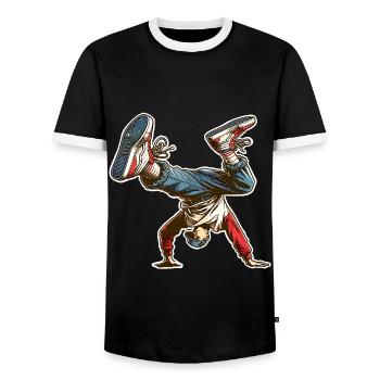 Breakdance - Männer Kontrast-T-Shirt - Schwarz/Weiß - Vorne - AI Model Female 172 light (172cm) & AI Model Male 178 light (178cm)