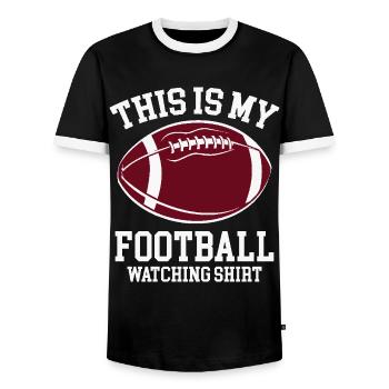 Football américain - T-shirt contrasté Homme - noir/blanc - Devant - AI Model Female 172 light (172cm) & AI Model Male 178 light (178cm)
