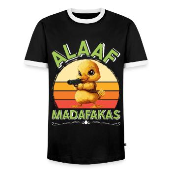 Karneval Party Köln ALAAF MADAFAKAS Lustiges - Männer Kontrast-T-Shirt - Schwarz/Weiß - Vorne - AI Model Female 172 light (172cm) & AI Model Male 178 light (178cm)