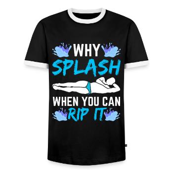 Water Sports Springboard Diver - Men's Ringer Shirt - black/white - Front - AI Model Female 172 light (172cm) & AI Model Male 178 light (178cm)