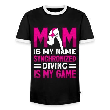 Water Sports Springboard Diver - Men's Ringer Shirt - black/white - Front - AI Model Female 172 light (172cm) & AI Model Male 178 light (178cm)