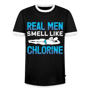 Water Sports Springboard Diver - Men's Ringer Shirt - black/white - Front - AI Model Female 172 light (172cm) & AI Model Male 178 light (178cm)