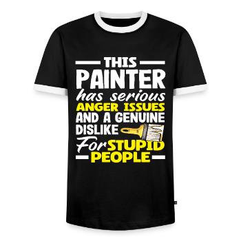 Ce peintre a de sérieux problèmes de colère - T-shirt contrasté Homme - noir/blanc - Devant - AI Model Female 172 light (172cm) & AI Model Male 178 light (178cm)
