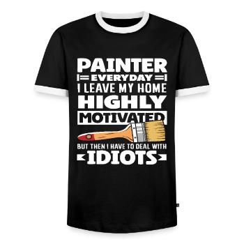 Maler Motiviert Umgang Mit Idioten - Männer Kontrast-T-Shirt - Schwarz/Weiß - Vorne - AI Model Female 172 light (172cm) & AI Model Male 178 light (178cm)