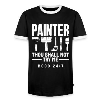 Maler Thou Shall Not Try Me Mood 24/7 - Men's Ringer Shirt - black/white - Front - AI Model Female 172 light (172cm) & AI Model Male 178 light (178cm)