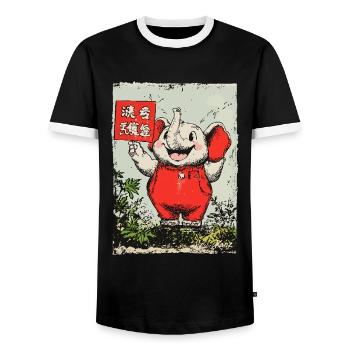 Fröhlicher kleiner Elefant - Männer Kontrast-T-Shirt - Schwarz/Weiß - Vorne - AI Model Female 172 light (172cm) & AI Model Male 178 light (178cm)