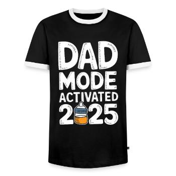 Dad Mode Activated 2025 - Men's Ringer Shirt - black/white - Front - AI Model Female 172 light (172cm) & AI Model Male 178 light (178cm)