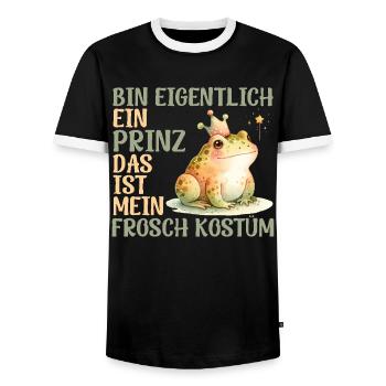 Karneval Frösche BIN EIGENTLICH EIN PRINZ FROSCH - Männer Kontrast-T-Shirt - Schwarz/Weiß - Vorne - AI Model Female 172 light (172cm) & AI Model Male 178 light (178cm)