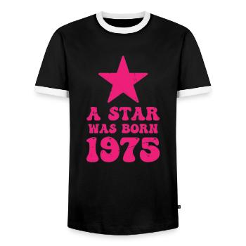 Ein Stern Wurde 1975 Geboren Geburtstag - Männer Kontrast-T-Shirt - Schwarz/Weiß - Vorne - AI Model Female 172 light (172cm) & AI Model Male 178 light (178cm)