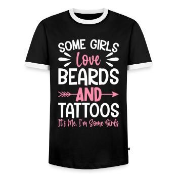 Girls Beards Tattoos I'm Some Girls Tattooed - Men's Ringer Shirt - black/white - Front - AI Model Female 172 light (172cm) & AI Model Male 178 light (178cm)