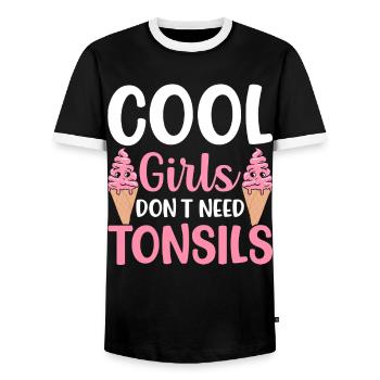 Cool girls don't need surgery to - Men's Ringer Shirt - black/white - Front - AI Model Female 172 light (172cm) & AI Model Male 178 light (178cm)