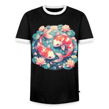 Koi Koi Carpe - T-shirt contrasté Homme - noir/blanc - Devant - AI Model Female 172 light (172cm) & AI Model Male 178 light (178cm)