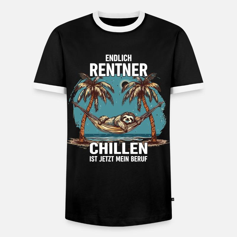 "Finally Pensioner" Chilling Sloth - Men's Ringer Shirt - black/white