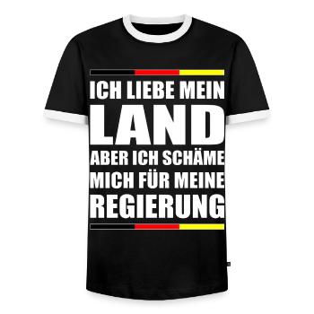 Deutsche Regierung Deutschland Politik Geschenk - Männer Kontrast-T-Shirt - Schwarz/Weiß - Vorne - AI Model Female 172 light (172cm) & AI Model Male 178 light (178cm)