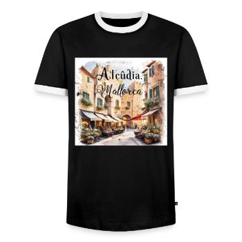 Alcudia Mallorca - T-shirt contrasté Homme - noir/blanc - Devant - AI Model Female 172 light (172cm) & AI Model Male 178 light (178cm)