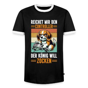 Reichet Mir Den Controller Der König Will Zocken - Männer Kontrast-T-Shirt - Schwarz/Weiß - Vorne - AI Model Female 172 light (172cm) & AI Model Male 178 light (178cm)