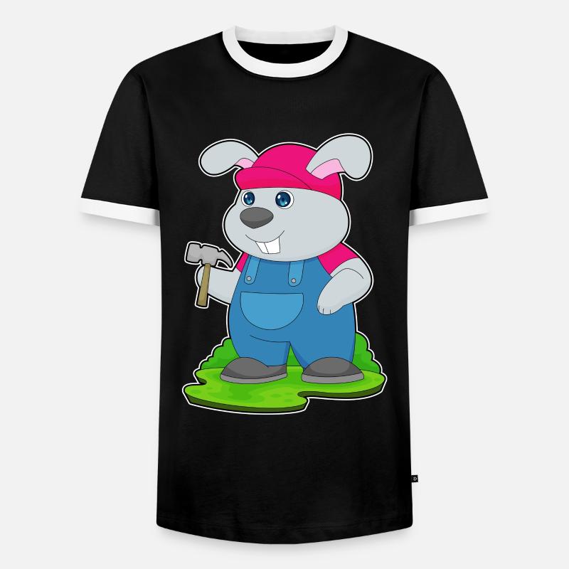 Rabbit Carpenter Hammer - Men's Ringer Shirt - black/white