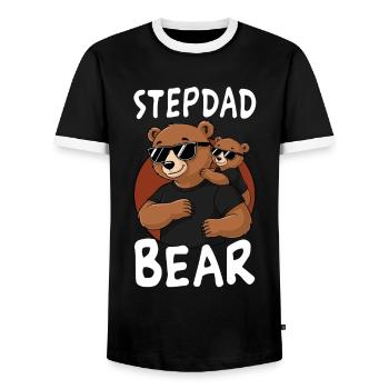 Stepdad Bear - Men's Ringer Shirt - black/white - Front - AI Model Female 172 light (172cm) & AI Model Male 178 light (178cm)