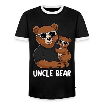 Uncle Bear - Men's Ringer Shirt - black/white - Front - AI Model Female 172 light (172cm) & AI Model Male 178 light (178cm)