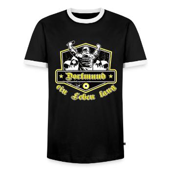 Dortmund ein Leben Lang No II - Männer Kontrast-T-Shirt - Schwarz/Weiß - Vorne - AI Model Female 172 light (172cm) & AI Model Male 178 light (178cm)