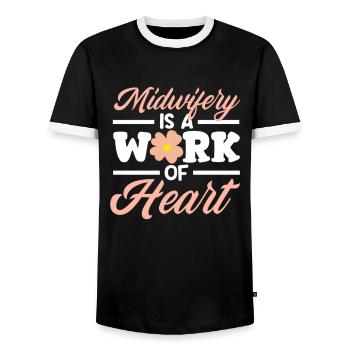 Profession de sage-femme : La profession de sage-femme est un travail de cœur - T-shirt contrasté Homme - noir/blanc - Devant - AI Model Female 172 light (172cm) & AI Model Male 178 light (178cm)