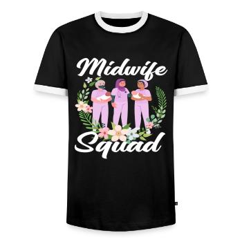 Escouade de sages-femmes Floral Motif Soin - T-shirt contrasté Homme - noir/blanc - Devant - AI Model Female 172 light (172cm) & AI Model Male 178 light (178cm)
