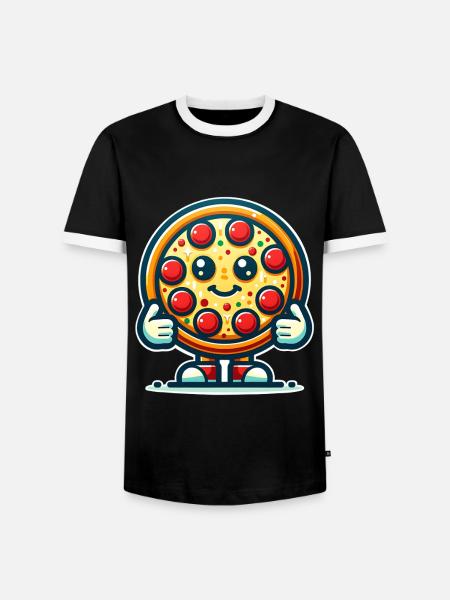 Pizza - Männer Kontrast-T-Shirt - Schwarz/Weiß