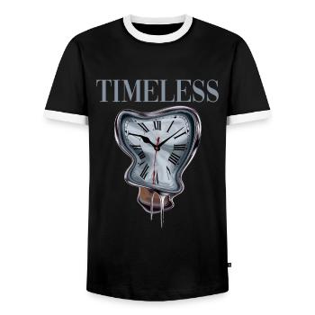 Timeless für Zeitlose Menschen - Männer Kontrast-T-Shirt - Schwarz/Weiß - Vorne - AI Model Female 172 light (172cm) & AI Model Male 178 light (178cm)
