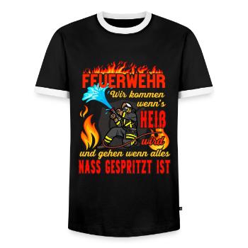 Firefighter Saying Deployment Funny Fire Brigade - Men's Ringer Shirt - black/white - Front - AI Model Female 172 light (172cm) & AI Model Male 178 light (178cm)